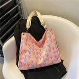 Heart Print Canvas Tote Bag Women's Handbag