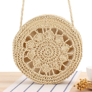 Mori Style Round Straw Shoulder Bag