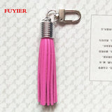 Silver Leather Key Chain Suede Tassel Keychain Lobster Clasp Charms