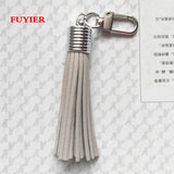 Silver Leather Key Chain Suede Tassel Keychain Lobster Clasp Charms