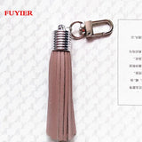 Silver Leather Key Chain Suede Tassel Keychain Lobster Clasp Charms