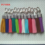 Silver Leather Key Chain Suede Tassel Keychain Lobster Clasp Charms