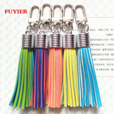 Silver Leather Key Chain Suede Tassel Keychain Lobster Clasp Charms