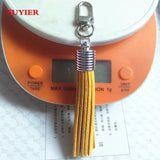 Silver Leather Key Chain Suede Tassel Keychain Lobster Clasp Charms