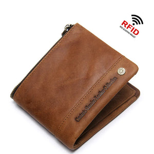 Men's Leather Wallet Clutch Bag Anti-magnetic Purse