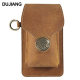 Men's Leather Waist Bag Crazy Horse Cowhide Pouch Pack
