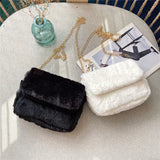 Retro Single PU Leather Shoulder Bag Messenger Bag Chain Lamb Wool Bag