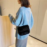 Retro Single PU Leather Shoulder Bag Messenger Bag Chain Lamb Wool Bag