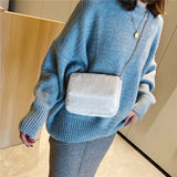 Retro Single PU Leather Shoulder Bag Messenger Bag Chain Lamb Wool Bag