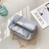 Retro Single PU Leather Shoulder Bag Messenger Bag Chain Lamb Wool Bag
