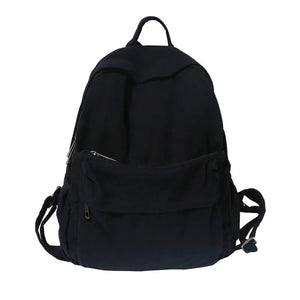 Solid Canvas College Student Backpack for Teenage Girl