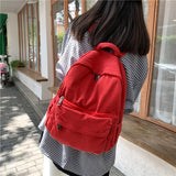 Solid Canvas College Student Backpack for Teenage Girl