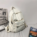 Solid Canvas College Student Backpack for Teenage Girl