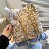 Straw Woven Shoulder Bag Large Capacity for Women