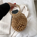 Round Shape Top-Handle Small Bag Purse Hollow Out Handbags Totes