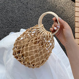 Round Shape Top-Handle Small Bag Purse Hollow Out Handbags Totes
