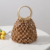 Round Shape Top-Handle Small Bag Purse Hollow Out Handbags Totes