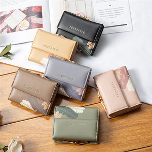 Retro Flower Short Purse Tri-Fold Wallet