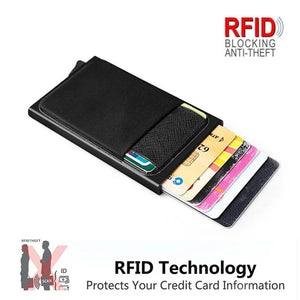 Slanke Aluminium RFID Portemonnee Met Elasticiteit Terug Pouch