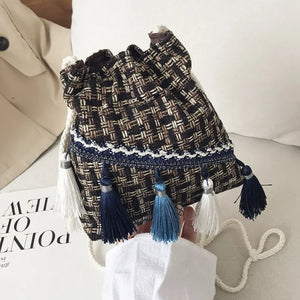 National Style Bucket Bag Tassel Messenger Bag All-match