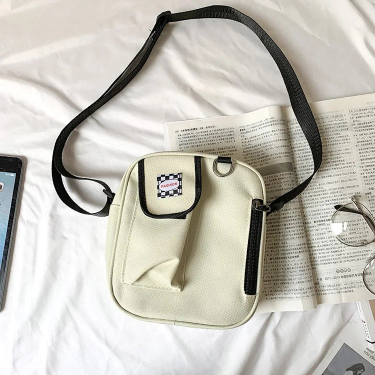 Small Canvas Crossbody Bag for Women Korea Mini Lady Shoulder Messenger Bags