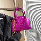 Bright Finish Leather Shell Bag Chain Crossbody Women's Bag