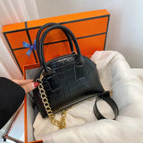 Bright Finish Leather Shell Bag Chain Crossbody Women's Bag