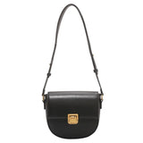 Small PU Leather Saddle Crossbody Bags for Women Solid Color Shoulder Handbag