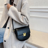 Small PU Leather Saddle Crossbody Bags for Women Solid Color Shoulder Handbag
