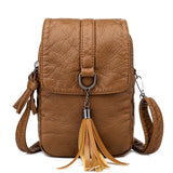 PU Leather Shoulder Bag Crossbody Tassel Purse Mini Messenger