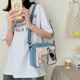 Cartoon Print Shoulder Bag Women Messenger Crossbody Student Phone Handbag