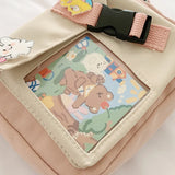 Cartoon Print Shoulder Bag Women Messenger Crossbody Student Phone Handbag