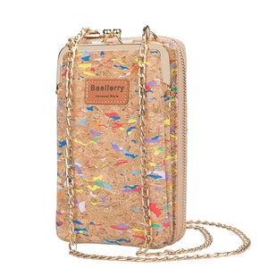 Cork Butterfly Pattern Shoulder Bag for Women Wallet Chain Crossbody Bags