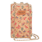Cork Butterfly Pattern Shoulder Bag for Women Wallet Chain Crossbody Bags