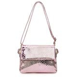 Pink Snake Print Small Square Bag Soft Leather Crossbody Bag