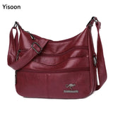Soft Leather Shoulder Bags Large Hobo Bucket Purse Vintage Casual Female