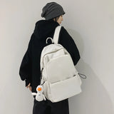 Solid College Student Schoolbag Large Capacity Backpack