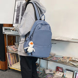 Solid College Student Schoolbag Large Capacity Backpack
