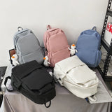 Solid College Student Schoolbag Large Capacity Backpack