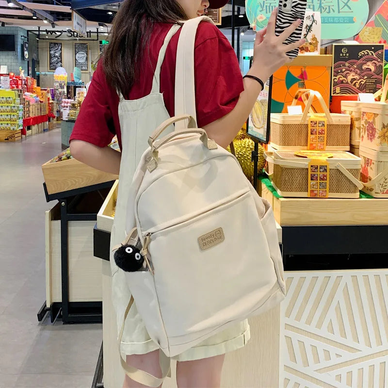 Solid Women Backpack Large Capacity Student Bag School Bag