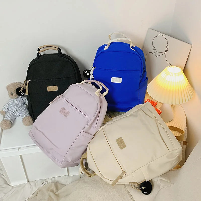 Solid Women Backpack Large Capacity Student Bag School Bag