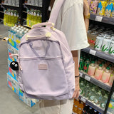 Solid Women Backpack Large Capacity Student Bag School Bag