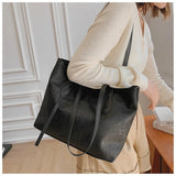 Solid PU Leather Shoulder Bag for Women Casual Crossbody Handbag Large Capacity