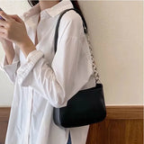 Girls PU Leather Underarm Shoulder Bag Mini Tote Bags with Chains