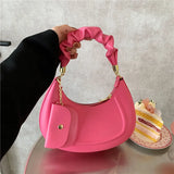Solid Handbags Women PU Leather Chain Shoulder Bag