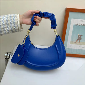 Solid Handbags Women PU Leather Chain Shoulder Bag