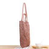 Mori Style Beach Straw Bag Solid Hollow Shoulder Dual-Use Woven