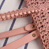 Mori Style Beach Straw Bag Solid Hollow Shoulder Dual-Use Woven