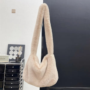 Plush Winter Shoulder Bag Y2K Rose Red Messenger Handbag