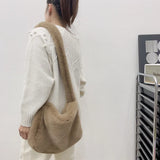 Plush Winter Shoulder Bag Y2K Rose Red Messenger Handbag